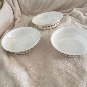 Vintage Corning Corelle Livingware Butterfly Gold Small Cereal Salad Bowl Set 3